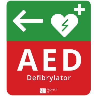 Oznaczenia Defibrylatorów AED Kredos AED w Lewo (kwadratowa)