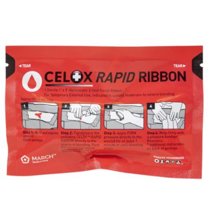 Opatrunki hemostatyczne do tamowania krwotoków Combat Medical Celox Rapid Ribbon