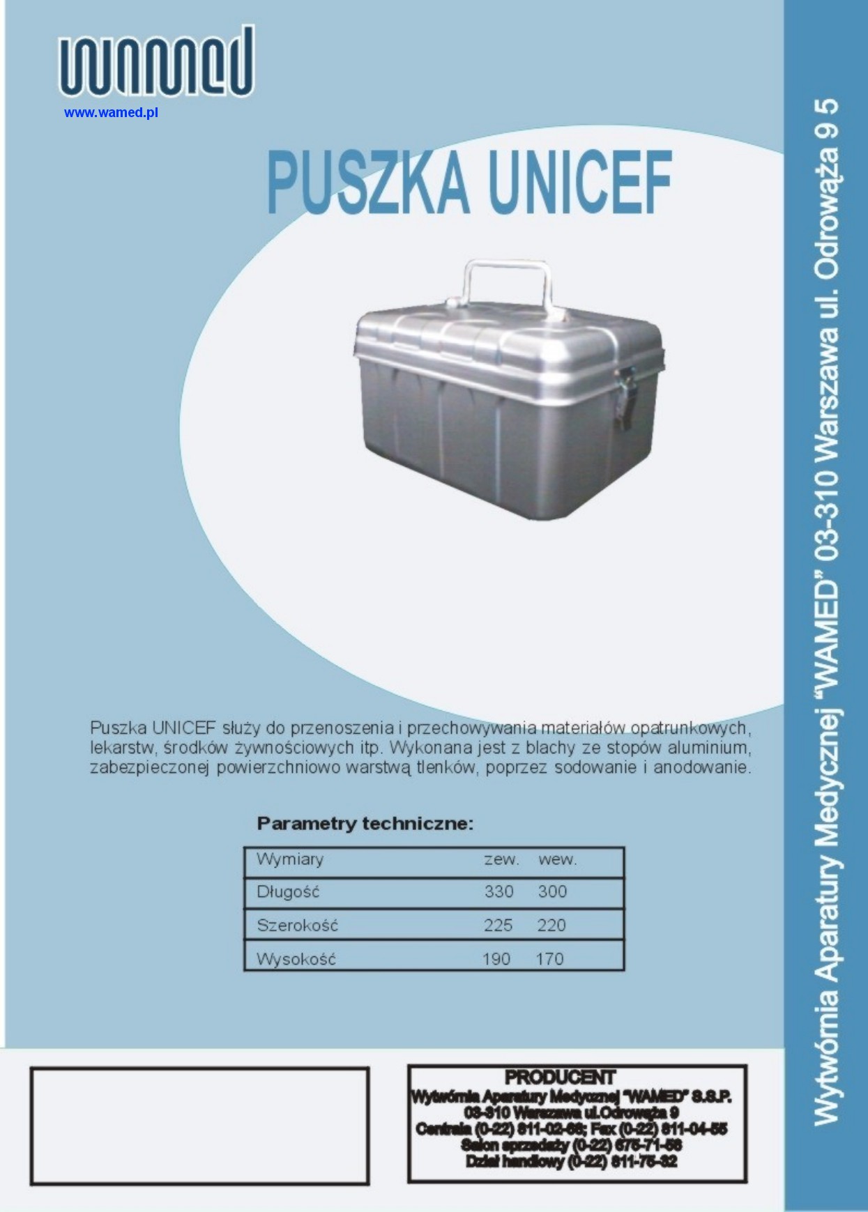 Pojemniki na czysty sprzęt medyczny WAMED UNICEF
