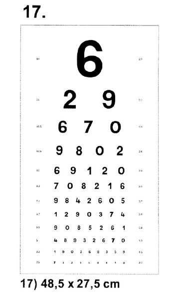 Tablice okulistyczne do badania ostrości wzroku Sprzęt optyczny i medyczny Tablice do dali 17