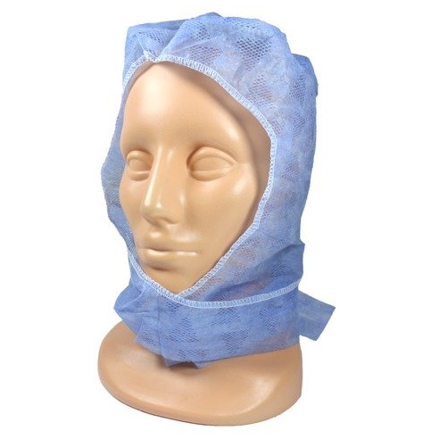 Czepki medyczne jednorazowe B/D typu hełm wiązany niebieski