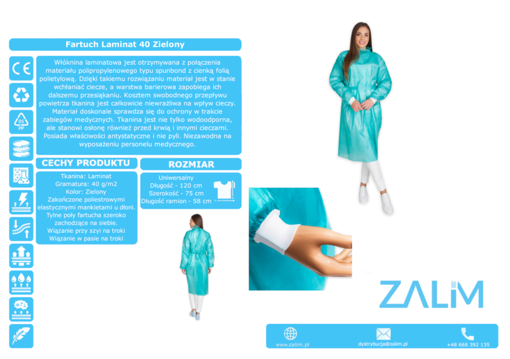 Fartuchy chirurgiczne jednorazowe B/D Laminat 40