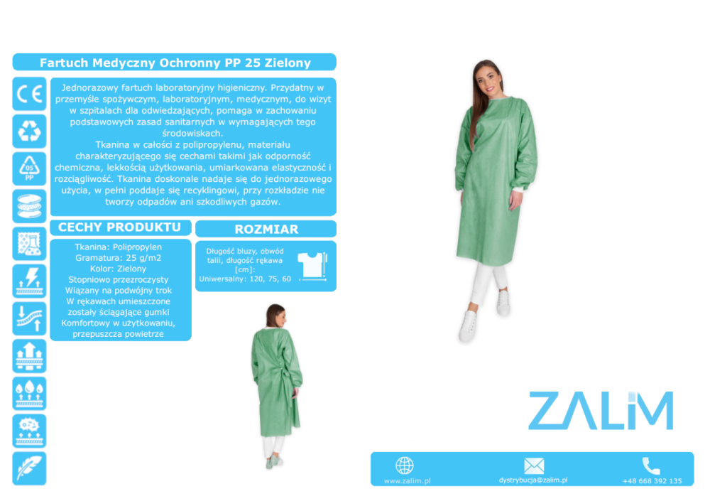 Fartuchy chirurgiczne jednorazowe B/D PP 25