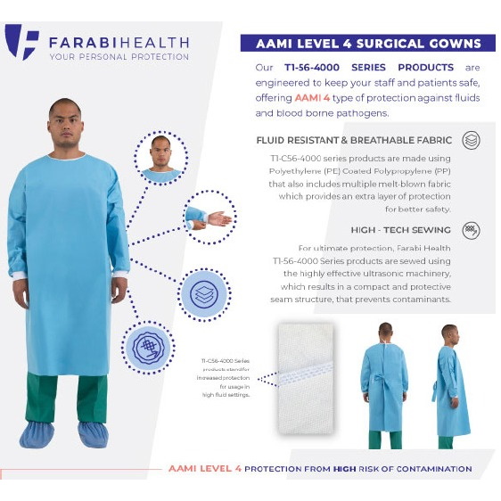 Fartuchy chirurgiczne jednorazowe Farabi Health T1-56-4000
