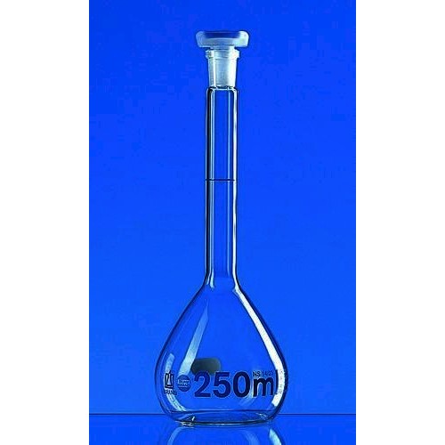 Kolby szklane BRAND pomiarowe szkło borokrzemianowe 3.3 klasa A niebieska podz. z korkiem PP