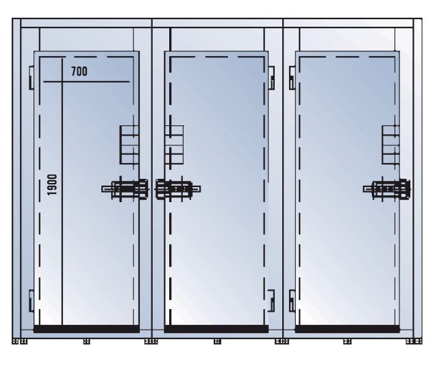 Komory chłodnicze na zwłoki Pathomed Komora 12 ciał (3 drzwi 700 mm) ISO 8