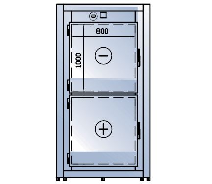 Komory chłodnicze na zwłoki Hygeco Komora dwuzakresowa Hygeco 4 ciała (2x2) (2 drzwi 800 mm) ISO 6