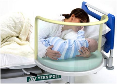 Łóżka rehabilitacyjne ortopedyczne (szpitalne) VERNIPOLL 11-LE183 z kołyską dla noworodka