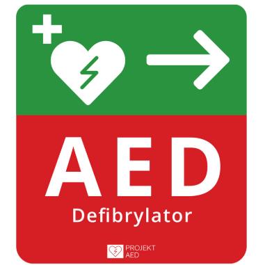 Oznaczenia Defibrylatorów AED Kredos AED w Prawo (kwadratowa)