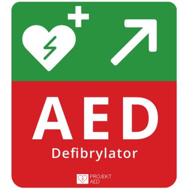 Oznaczenia Defibrylatorów AED Kredos AED w Prawo w Górę