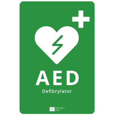 Oznaczenia Defibrylatorów AED Kredos tablica infromacyjna AED