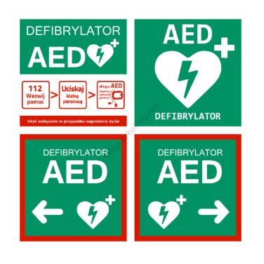 Oznaczenia Defibrylatorów AED B/D zestaw - 4 sztuki