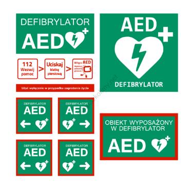 Oznaczenia Defibrylatorów AED B/D zestaw - 7 sztuk