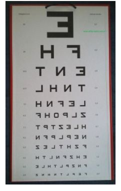 Tablice okulistyczne do badania ostrości wzroku Mała Poligrafia Literki "E" - obraz odwrócony