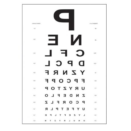 Tablice okulistyczne do badania ostrości wzroku Mała Poligrafia litery PCV odwrócone