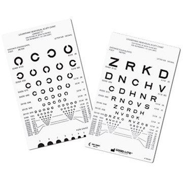 Tablice okulistyczne do badania ostrości wzroku Good-lite Litery SLOAN / Pierścienie Landolt C 52186