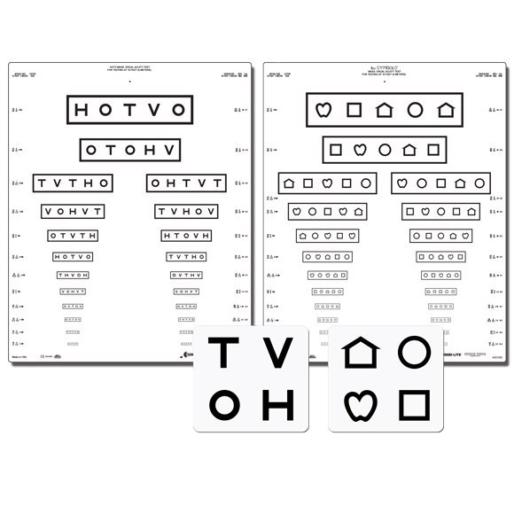 Tablice okulistyczne do badania ostrości wzroku Good-lite Symbole LEA / HOTV Massachusetts