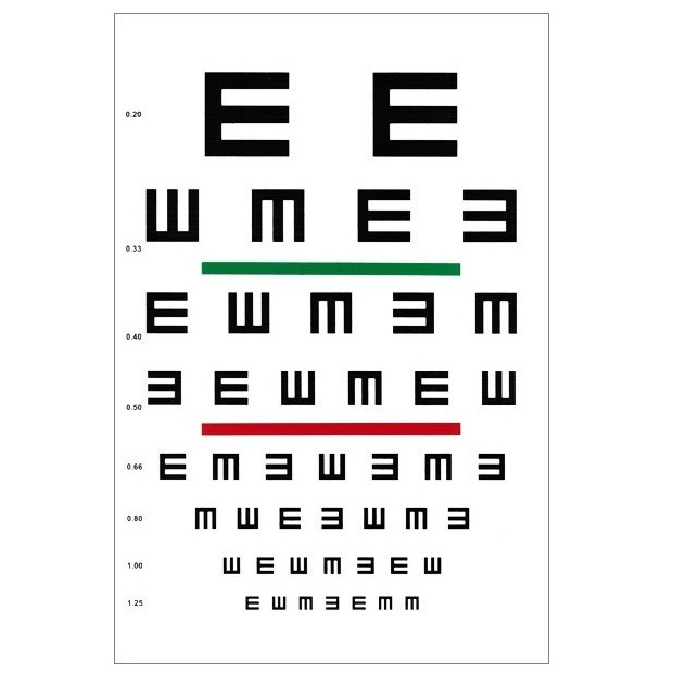 Tablice okulistyczne do badania ostrości wzroku GIMA Tablica Snellena - haki (plastikowa) 31302
