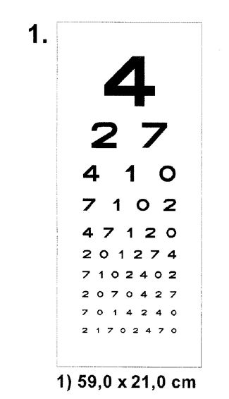 Tablice okulistyczne do badania ostrości wzroku Sprzęt optyczny i medyczny Tablice do dali 1