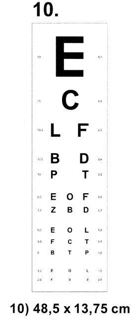 Tablice okulistyczne do badania ostrości wzroku Sprzęt optyczny i medyczny Tablice do dali 10
