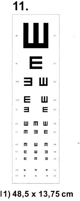 Tablice okulistyczne do badania ostrości wzroku Sprzęt optyczny i medyczny Tablice do dali 11