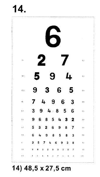 Tablice okulistyczne do badania ostrości wzroku Sprzęt optyczny i medyczny Tablice do dali 14