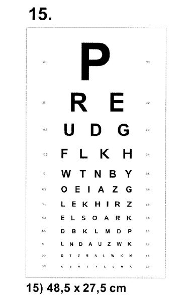 Tablice okulistyczne do badania ostrości wzroku Sprzęt optyczny i medyczny Tablice do dali 15