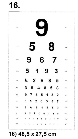 Tablice okulistyczne do badania ostrości wzroku Sprzęt optyczny i medyczny Tablice do dali 16