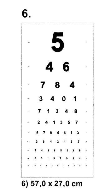Tablice okulistyczne do badania ostrości wzroku Sprzęt optyczny i medyczny Tablice do dali 6