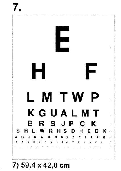 Tablice okulistyczne do badania ostrości wzroku Sprzęt optyczny i medyczny Tablice do dali 7
