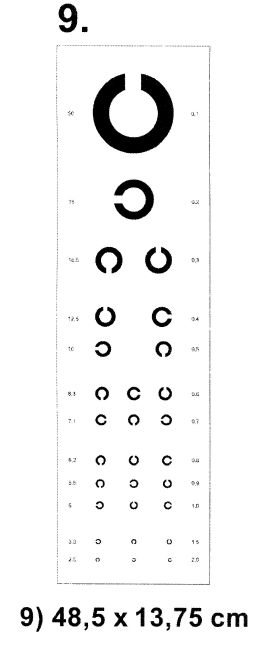 Tablice okulistyczne do badania ostrości wzroku Sprzęt optyczny i medyczny Tablice do dali 9