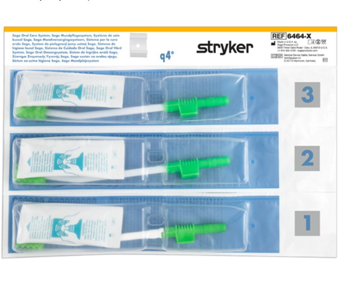 Zestawy do higieny jamy ustnej w anestezjologii Stryker Sage q4° z płynem Corinz