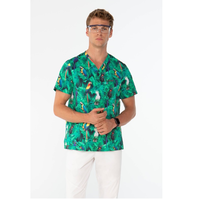 Bluzy, marynarki, żakiety medyczne Louis Lanier PARROT JUNGLE