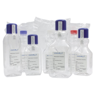 Butle, kanistry i butelki laboratoryjne VWR PET do próbek wody kwadratowe sterylne