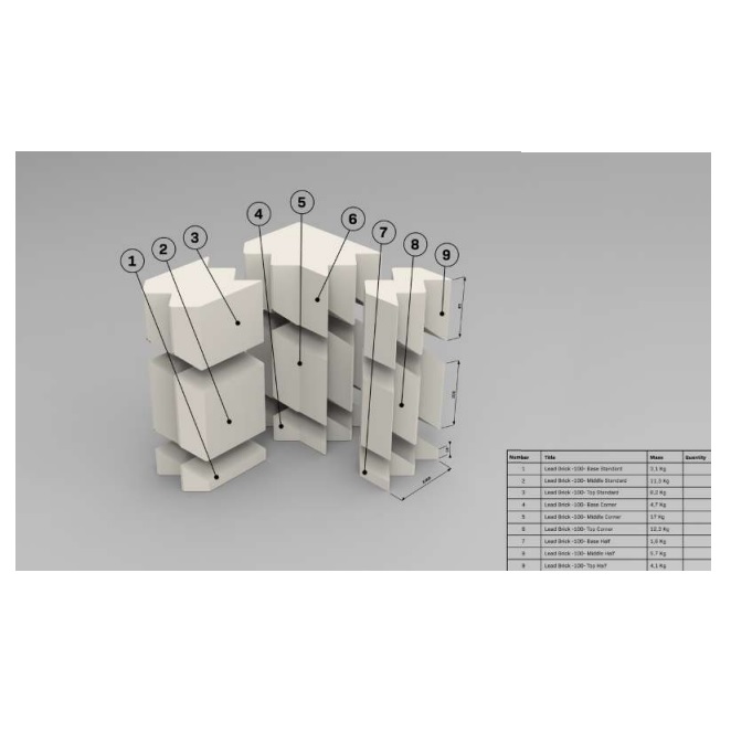 Cegły ołowiane do pracowni medycyny nuklearnej Nuclear Shields B.V. LB1