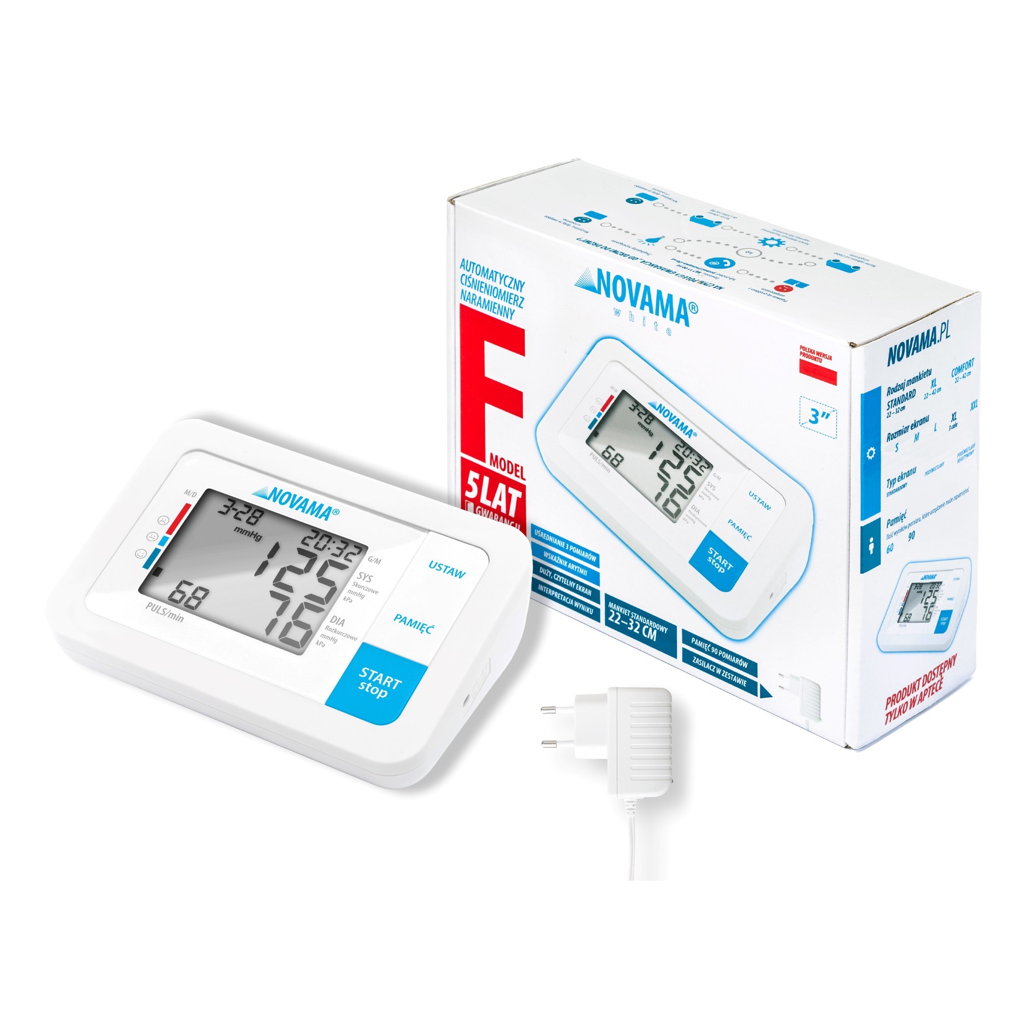 Ciśnieniomierze elektroniczne NOVAMA WHITE F