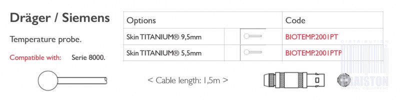 Czujniki temperatury do kardiomonitorów Biogenesis Do Drager-Siemens