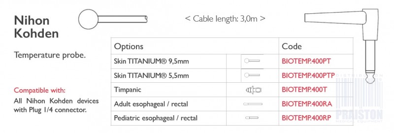 Czujniki temperatury do kardiomonitorów Biogenesis Do Nihon Kohden