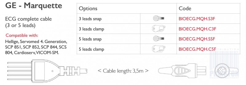 Kable do aparatów EKG Biogenesis Do GE-Hellige