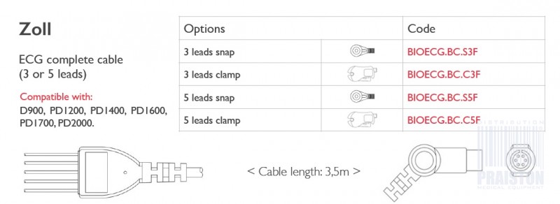 Kable EKG do defibrylatorów Biogenesis Do Zoll