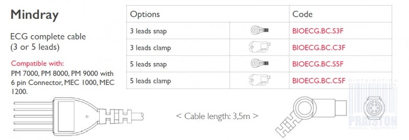 Kable EKG do kardiomonitorów Biogenesis Do Mindray