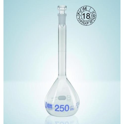 Kolby szklane HIRSCHMANN pomiarowe DURAN klasa A niebieska podz. z korkiem szklanym