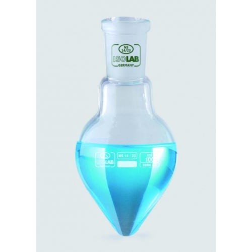 Kolby szklane ISOLAB Gruszkowe ze szlifem szkło borokrzemianowe 3.3