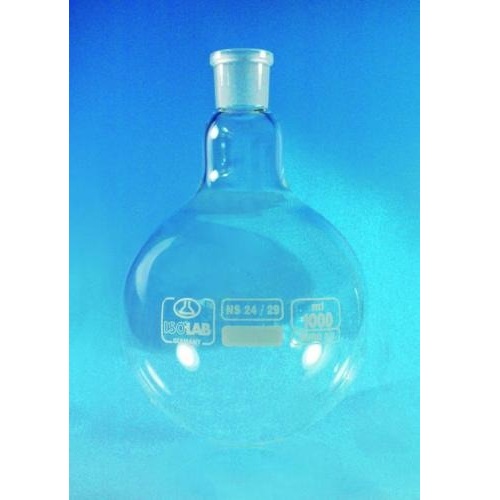 Kolby szklane ISOLAB Okrągłodenne ze szlifem szkło borokrzemianowe 3.3