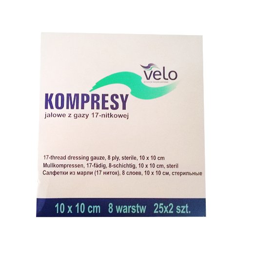 Kompresy z gazy VELO jałowe