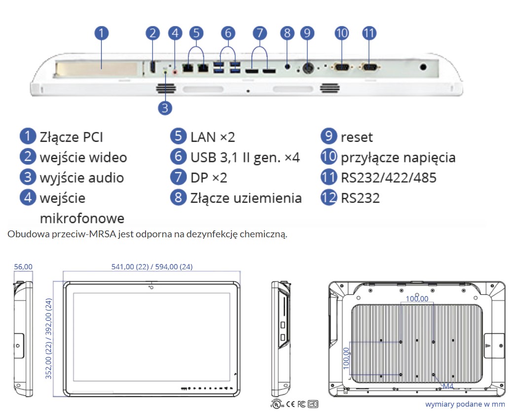 Komputery medyczne All In One Wincomm WMP-22P