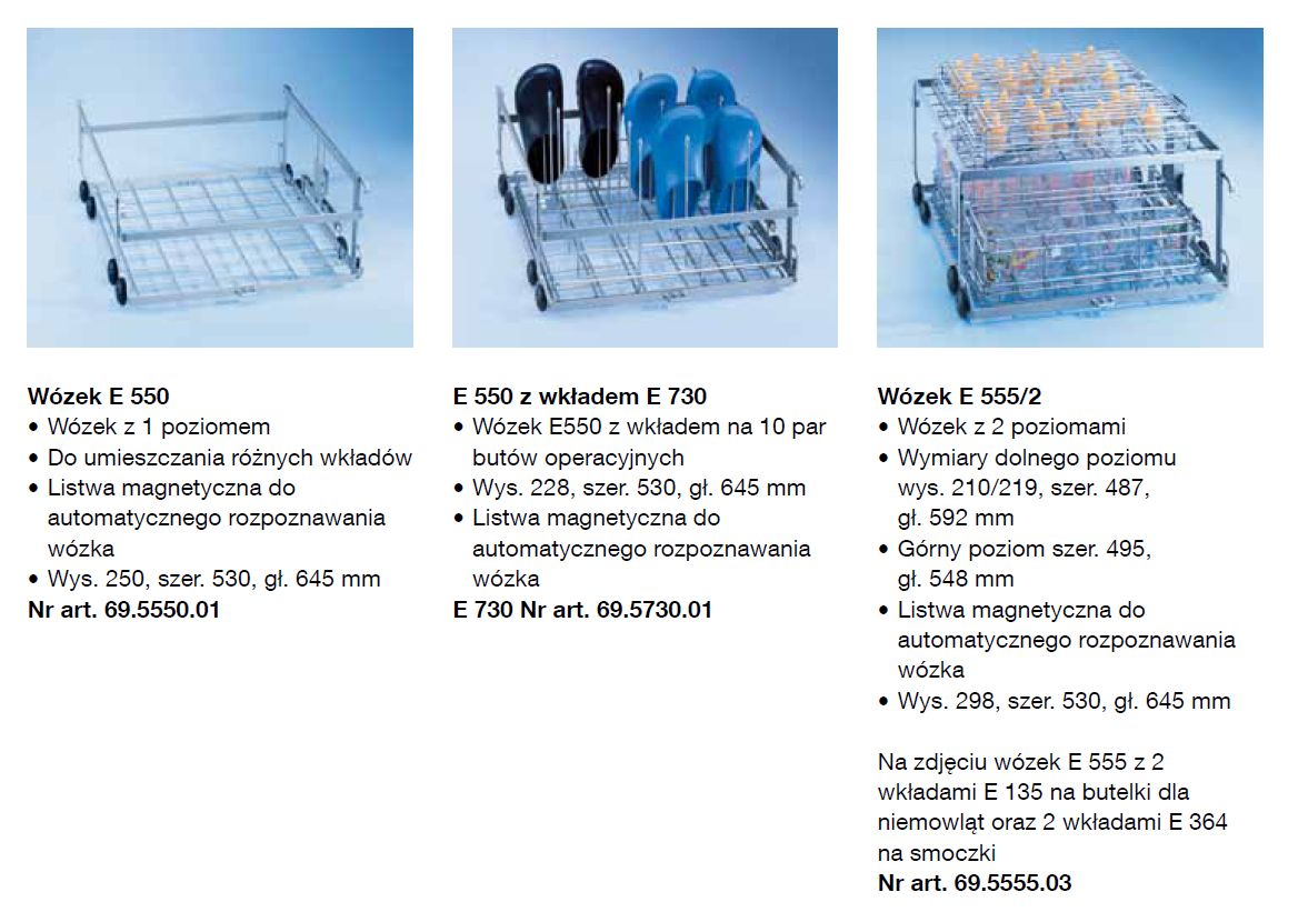 Kosze wsadowe i wózki do myjni medycznych MICROBOARDS G 7823, G 7824