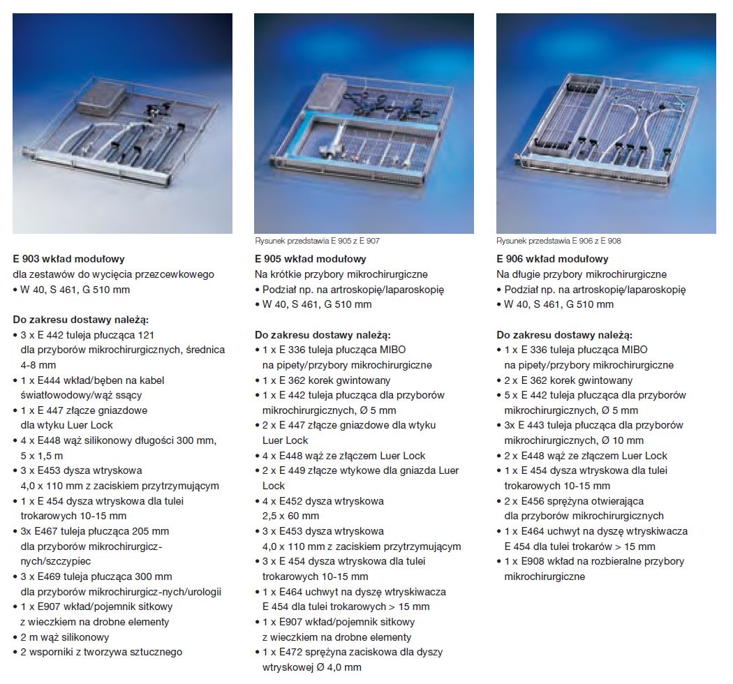 Kosze wsadowe i wózki do myjni medycznych Miele E 474/4