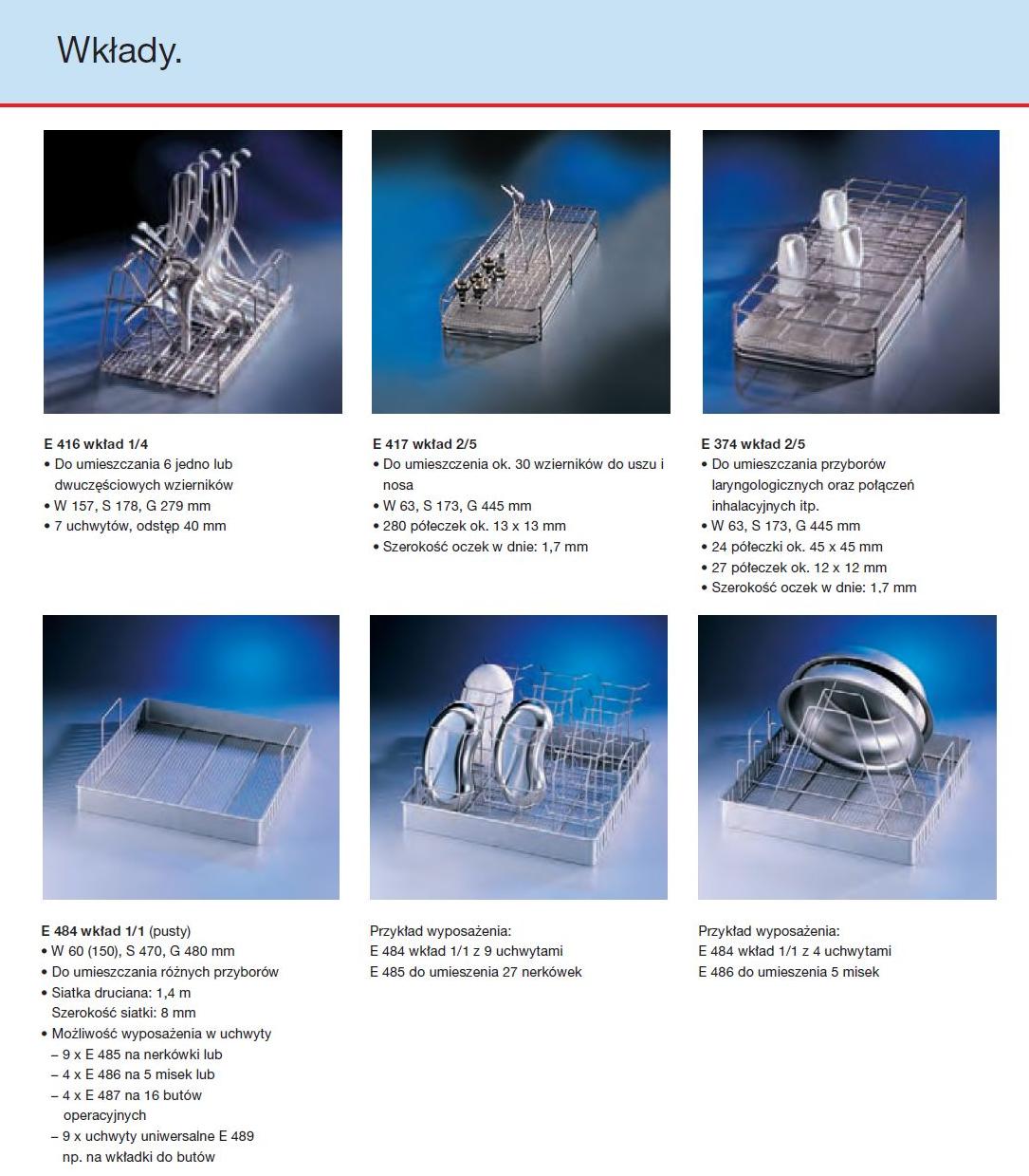Kosze wsadowe i wózki do myjni medycznych Miele G 7882, G 7892, G 7835 CD, G 7836 CD