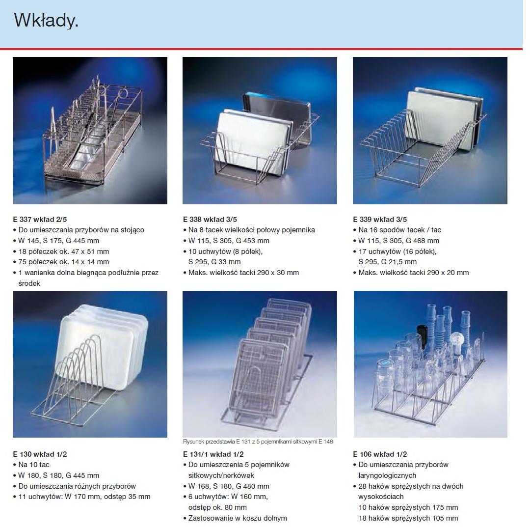 Kosze wsadowe i wózki do myjni medycznych Miele G 7882, G 7892, G 7835 CD, G 7836 CD